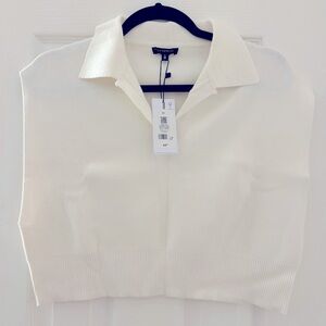 BNWT Dynamite White Sleeveless Cropped Polo Sweater